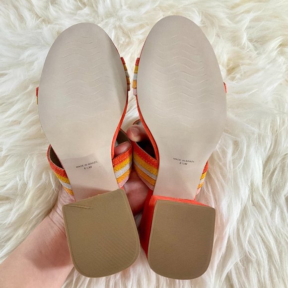 NWOB MATISSE Bonita Fire Orange Suede Leather Mules Made in Brazil Size 6.5M - Picture 9 of 11
